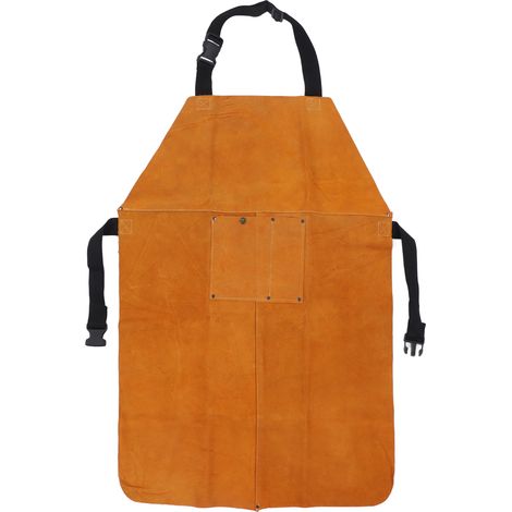 Tablier de soudure ignifuge, résistant à l'usure, réglable par sangle, en cuir avec poche, vêtement de protection pour le travail (1/5)