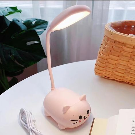 Lampe de bureau LED, veilleuse mini chat, lampe de table LED portable, lampe de lecture pliable et rechargeable par USB pour chambre d'enfant ou bureau (1/5)