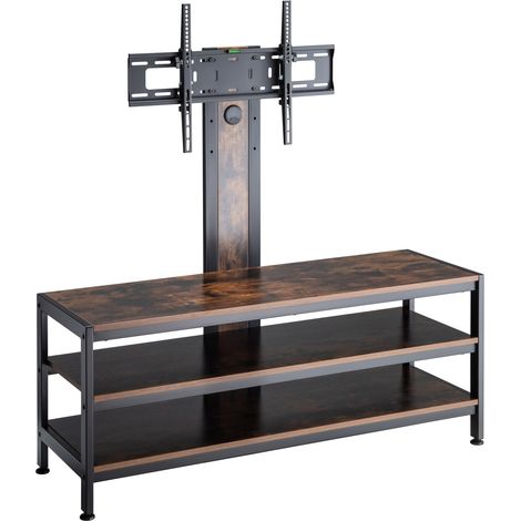 Mobile TV mobile TV per soggiorno mensola con supporto per schermo nero opaco finitura rovere rustico 030010052