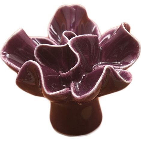 Ceramic Flower Door Knob Drawer Cupboard Wardrobe Furniture Pull Handle Hardware (Purple) (1/2)