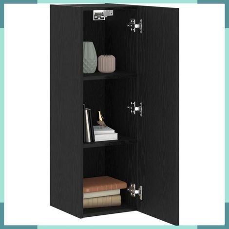 862571 Meuble TV mural 2 pcs Chêne noir 30,5 x 30 x 90 cm (1/5)