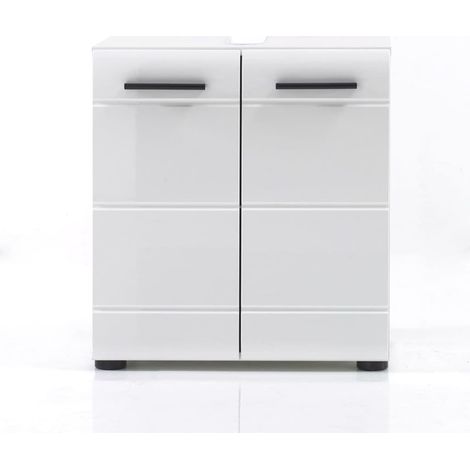 trendteam Wachbeckenunterschrank Hochglanz Skin weiß 60 x 56 x 31 cm (1/2)