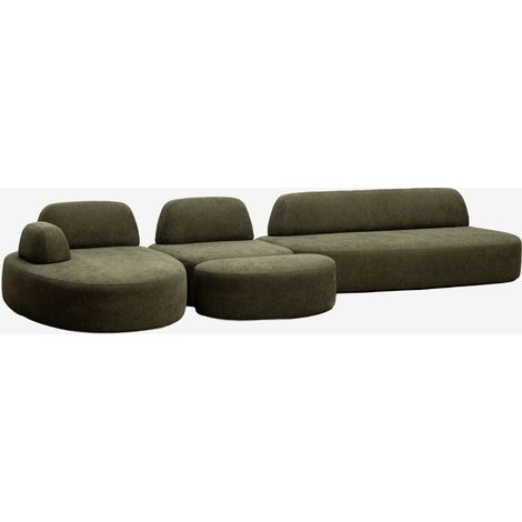 Canapé modulaire avec méridienne gauche en 3 pièces avec module d'angle et pouf rembourré Giorgia SKLUM (1/5)