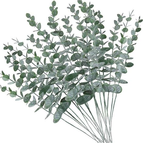20 Tiges d'Eucalyptus Artificiel Vert Gris pour Décoration de Mariage Branches Plantes Fausses (1/4)