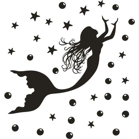 Un lot de Stickers muraux étoile de mer bulles sirène,Decoration murale pour salon chambre bureau cuisine - Autocollant mural (1/4)