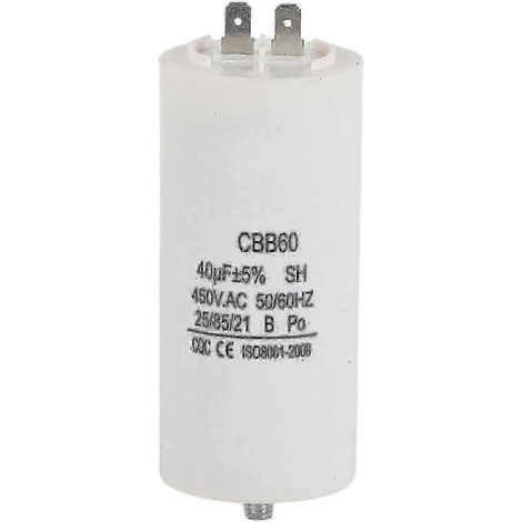Condensateur de démarrage moteur CBB60 450 V 40 µF pour pompe à eau de machine à laver 50/60 Hz (1/5)
