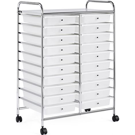 Yaheetech – Chariot de rangement à roulettes 20 tiroirs – Dimensions 62,5 x 36 x 91 cm – Structure métal robuste – Capacité 5 kg par tiroir