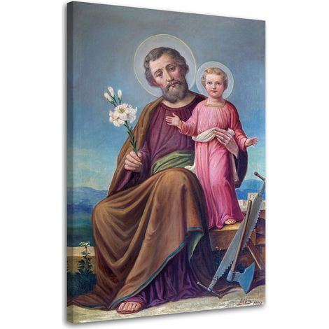 Peinture sur toile, Saint. Joseph avec l'Enfant Jésus Roznav - 40x60 (1/5)