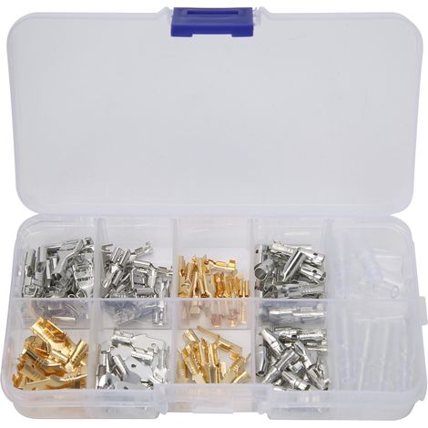 Connecteurs électriques 150 pièces, cosses isolées mâle femelle, kit de câblage industriel 2,8/4,8/6,3/4 mm, embouts sertis pour câble, lot mixte. (1/5)