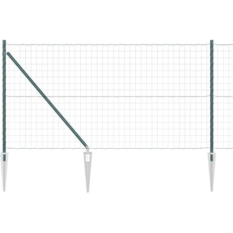 Grillage rouleau,Clôture Euro Lot de 2 Vert Métal 25 x 1,0 m Extensible CFW5836782