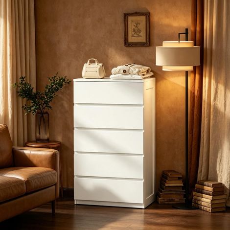 Comò bianco a 5 cassetti 60 x 39 x 100 cm HAVRYA (1/5)