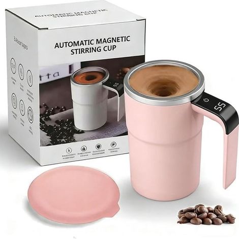 Mug électrique avec agitateur - Mug à café - Mug à café avec affichage de la température - ABS - Rose (1/5)