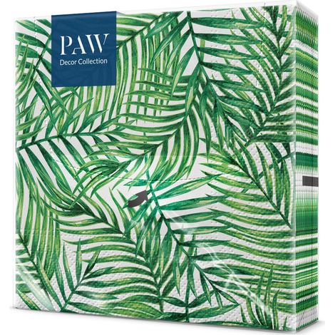 Serviettes 33 x 33 cm, 20 pièces - Feuilles Tropicales (1/5)