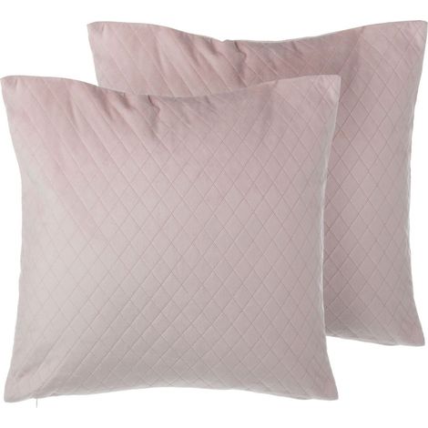Set of 2 Decorative Cushions Pink Velvet Diamond Quilted 45 x 45 cm Glamour PASQUE