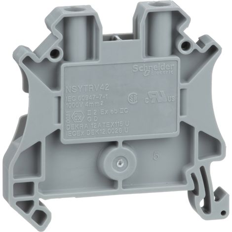 Connecteur de rail à 2 fils 4 mm² gris NSYTRV42