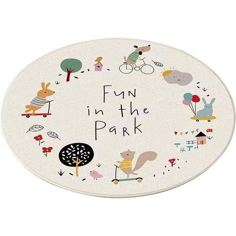 (60 cm) Washable Decorative Rug Round Fluffy Rug Protective Rug Children's Rug Living Room Bedroom Kids Play Mat Carpet (1/5)