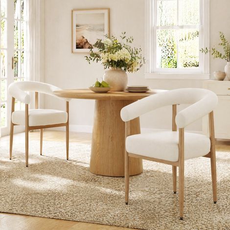 Lot de 2 chaises de salle à manger blanches, assise en tissu peluche et pieds réglables, 48,5 × 40,5 × 78 cm - CHICFURN (1/5)