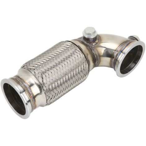 Tuyau de descente de bande V à bande V de 2,5 pouces, 90 degrés avec soufflet flexible, Modification en acier inoxydable (1/4)