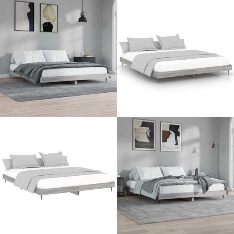 Estructura de cama madera de ingeniería gris Sonoma 200x200 cm - Estructura de cama - Cama gris