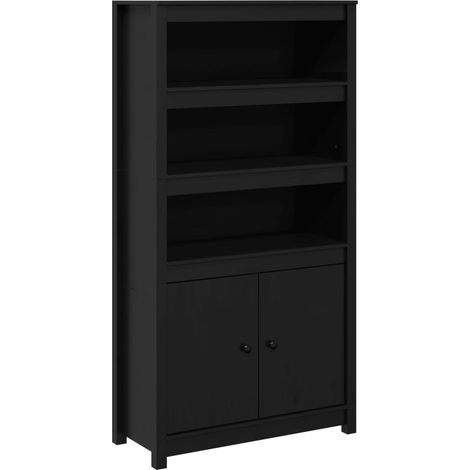 Credenza buffet cassettiera mobile contenitore organizer cucina soggiorno soggiorno alto 80 x 35 x 154 cm legno massello di pino nero 020035130