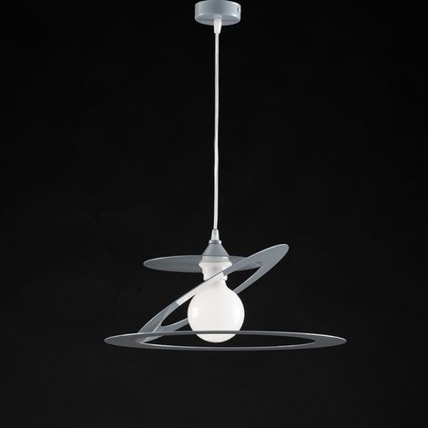 Lustre à suspension en fer gris découpé au laser une lumière diamètre 40x h18 cm