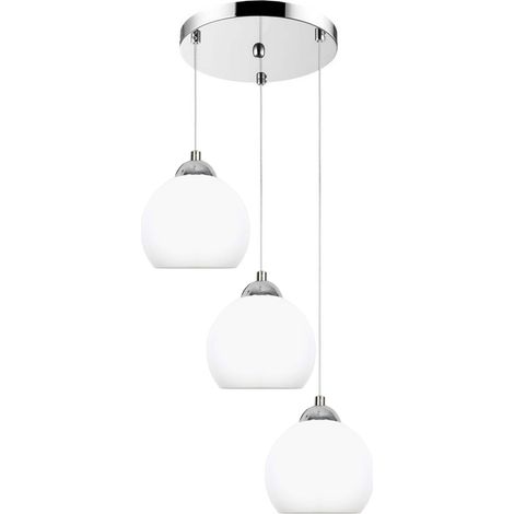 Lampada a sospensione cromata con paralume bianco Olex 13-682 (1/2)