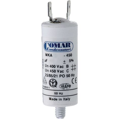 MKA-Kondensator 60uF 5% 450V Ø5x12cm mit M8-Spitze und Konek-Doppelfaston