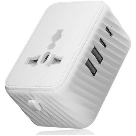 Adaptateur de prise universel, adaptateur de voyage avec 2 ports USB + 2 ports Type-C pour l'UE, le Japon, les États-Unis, le Canada, l'Australie et plus de 224 pays. (1/5)