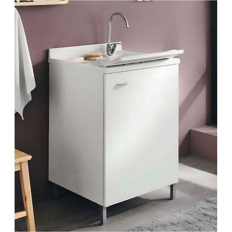 Lavatoio da interno 45x50 cm ad 1 anta (apertura a destra) con asse in termoplastico bianco 7006PRIMA (1/3)
