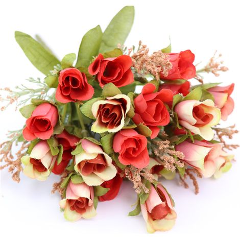 Bouquet de 20 roses artificielles (1 pièce) - Décoration intérieure, mariage, mini roses en soie, fleurs romantiques pour fêtes et réceptions (1/5)