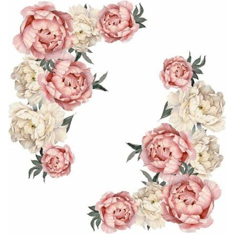 2 Morceaux De Stickers Muraux Fleur Pivoine Rose Stickers Muraux Fond De Canap Salon Chambre Odipie (1/4)