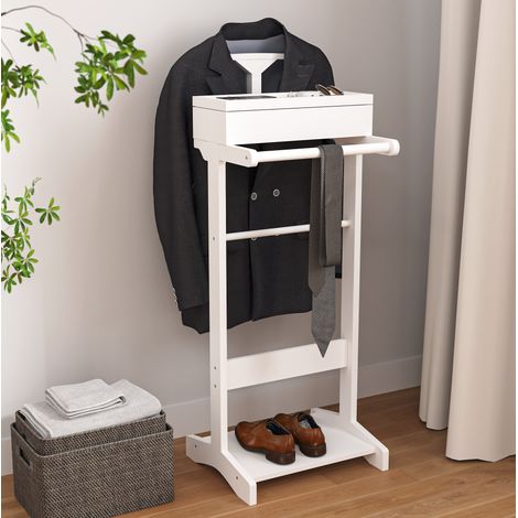 Perchero de pie con cajón, 110 x 44 x 36,5 cm en MDF blanco DESVIAE (1/5)