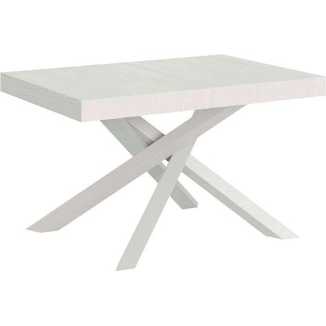 Tavolo allungabile 120/380x90 cm Volantis bianco frassino gambe bianche