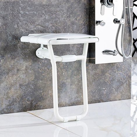 Klappbarer Wand-Duschhocker, ABS-Wandsitzhocker, Klapphocker für ältere/behinderte Menschen, rutschfester Sitzhocker mit Beinen, Hocker in max. 150kg