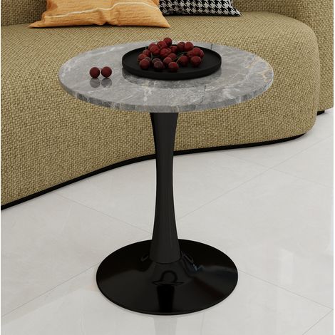 Tavolino rotondo 70 x 70 x 72 cm in marmo artificiale nero e grigio DESVIAE (1/5)