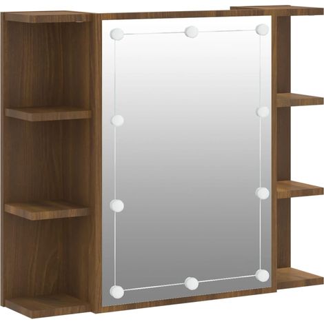 Armoire à miroir avec led chêne 70 x 16,5 x 60 cm marron (1/4)