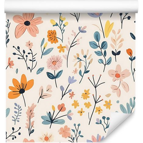 Carta da parati Cottagecore con fiori bianchi per soggiorno e camera da letto 50x1000 cm (1/5)