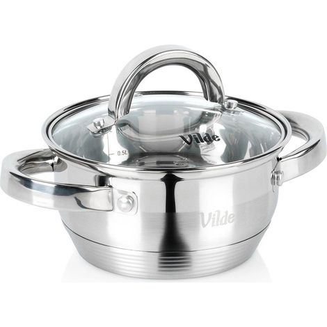 Stainless Steel Pot with Glass Lid, 14 cm, 1 L (1/5)