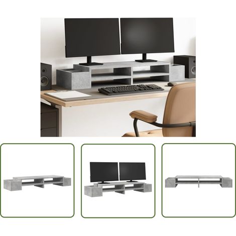 vidaXL Monitorständer mit Stauraum Betongrau 100x27x15cm Holzwerkstoff (1/5)