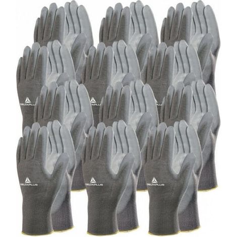 12 paires de gants en tricot polyamide / paume polyuréthane VE702PG DELTA PLUS - Taille : 10 (SKU produit : 92866771 SKU offre : 829ST38) (1/3)