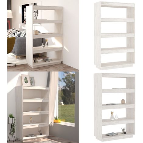 Bibliothèque/Séparateur de pièce Blanc 80x35x135 cm Pin massif - Bibliothèque Blanche - Bibliothèque Moderne - Bibliothèque Design - Meuble Rangement - Séparateur De Pièce - Home & Living (1/5)