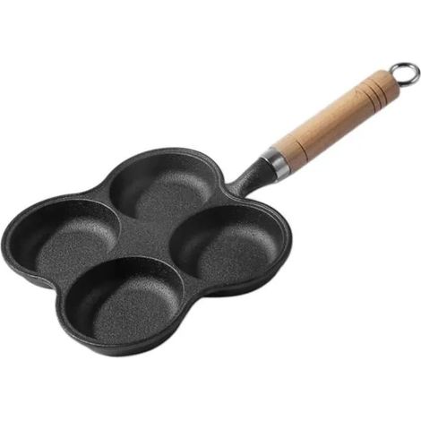 Poêle À Omelettes - Fonte - 4 Compartiments - Compatible Gaz Et Induction - Pour Cuisinière Ou Feu De Camp - 1 Pièce (1/5)