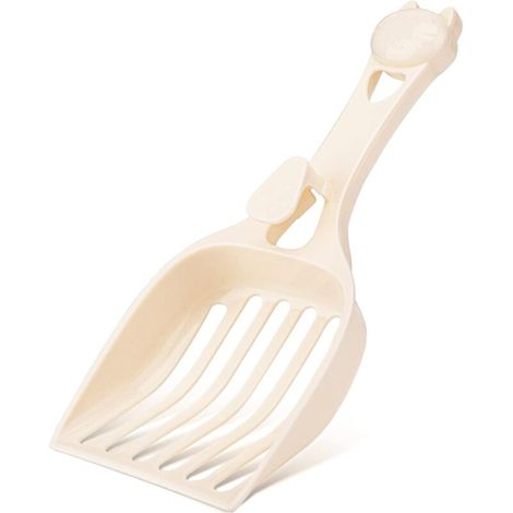 Paletta per lettiera per gatti con ampie fessure, setaccio per lettiera in plastica resistente – Progettato per una facile setacciatura, bianco latte (1/4)