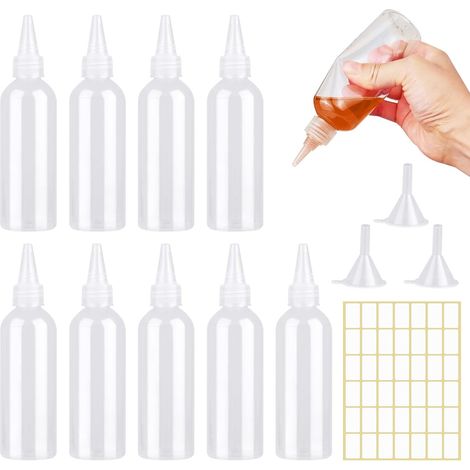 10 Quetschflaschen, 100 ml, PET-Kunststoffflasche, Schraubverschluss, feiner Ausgießer, Küche, Kosmetik (1/5)