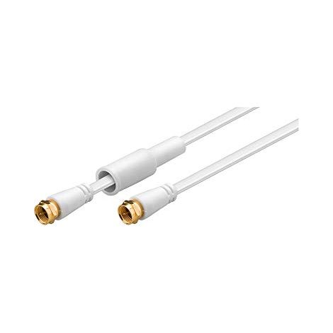 Goobay 67298 Cavetto F per Antenna Satellitare (80 dB), Piatto, Schermatura Doppia, Bianco, 10 m Lunghezza del Cavo (1/3)