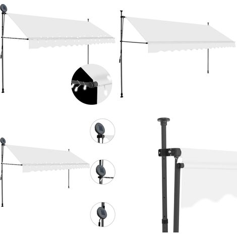 Einziehbare Markise Handbetrieben mit LED 350 cm Creme - Markise - Sonnenschutz - Gartendekoration - Außenmarkise - Terrassenmarkise - Home & Living (1/5)