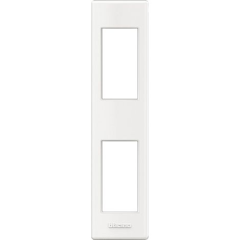 Plaque + support Livinglight pour profilés ou saillie Blanc 2 modules BTICINO LND4812BI