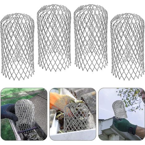Set aus 4 Aluminium-Dachrinnenabdeckungen mit ausziehbarem Filter und Laubfanggitter aus Metall.