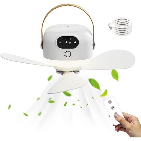 Camping-Deckenventilator, wiederaufladbares Kühlgerät über USB, Nachtlichtventilator mit Fernbedienung, 3 einstellbare Geschwindigkeiten, ideal für Wohnmobil, Schlafzimmer, Festival (1/5)