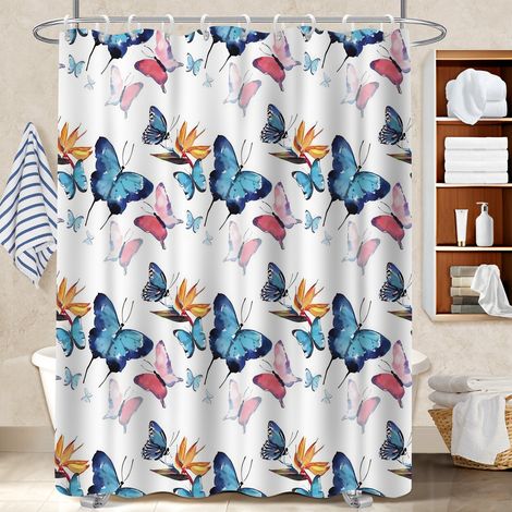 Rideau de douche en polyester 180x180 avec 12 œillets rideau étanche pour un relooking rapide de sa salle de bain (1/5)